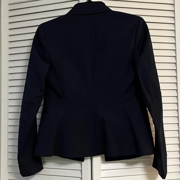 Theory Classic Navy Women's Blazer, size 0, cotton blend, single button, pockets - Picture 6 of 7